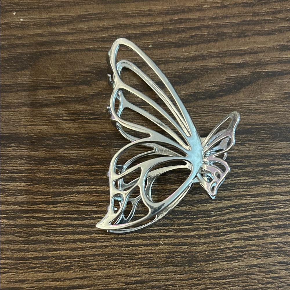 Silver Butterfly Wing Metal Hair Claw Clip
